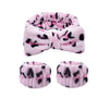 Women's Minimalist Fabric Headband And Wrist Band Set With Bow Tie Design