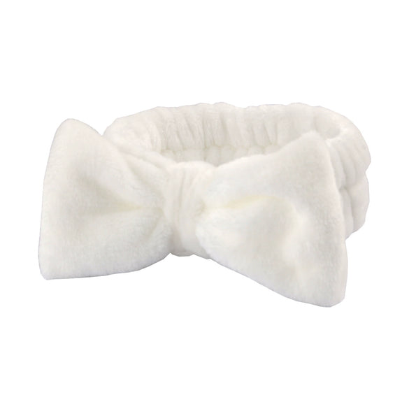 Women's Minimalist Fabric Headband And Wrist Band Set With Bow Tie Design