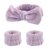 Women's Minimalist Fabric Headband And Wrist Band Set With Bow Tie Design