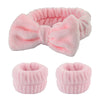 Women's Minimalist Fabric Headband And Wrist Band Set With Bow Tie Design
