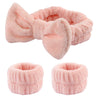 Women's Minimalist Fabric Headband And Wrist Band Set With Bow Tie Design