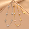 Women's Minimalist Floral Circle Zircon Bracelet In Gold Plated Titanium Steel With Light Luxury Fashion Design