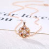 Women's Minimalist Flower Necklace With Artificial Zircon Copper Pendant Rose Gold Electroplated O Chain Jewelry