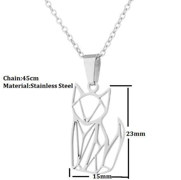 Women's Minimalist Fox Pendant Necklace Stainless Steel Hollow Animal Design With Electroplated Finish And Ochain