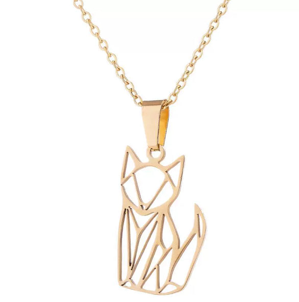 Women's Minimalist Fox Pendant Necklace Stainless Steel Hollow Animal Design With Electroplated Finish And Ochain