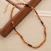 Women's Minimalist Geometric Alloy Choker Necklace With Electroplating And Brown Leather
