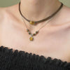 Women's Minimalist Geometric Alloy Choker Necklace With Electroplating And Brown Leather