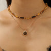 Women's Minimalist Geometric Alloy Choker Necklace With Electroplating And Brown Leather