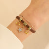 Women's Minimalist Geometric Alloy Choker Necklace With Electroplating And Brown Leather