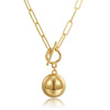 Women's Minimalist Geometric Ball Necklace With Paper Clip Chain Hip Hop Style Fashion Accessory