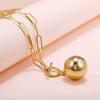 Women's Minimalist Geometric Ball Necklace With Paper Clip Chain Hip Hop Style Fashion Accessory