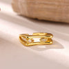 Women's Minimalist Geometric Bow Ring In Goldplated Copper With A Wideface Design And Diamondencrusted Detail