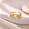 Women's Minimalist Geometric Bow Ring In Goldplated Copper With A Wideface Design And Diamondencrusted Detail