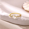 Women's Minimalist Geometric Bow Ring In Goldplated Copper With A Wideface Design And Diamondencrusted Detail