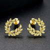 Women's Minimalist Geometric Branchshaped Wing Earrings With Zircon Accents Electroplated Copper Jewelry