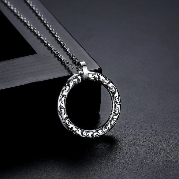 Women's Minimalist Geometric Circle Pendant Necklace With Copper And Zircon Electroplated Cross Chain