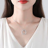 Women's Minimalist Geometric Circle Pendant Necklace With Copper And Zircon Electroplated Cross Chain