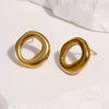 Women's Minimalist Geometric Circular Stainless Steel Hoop Earrings With Electroplated Finish