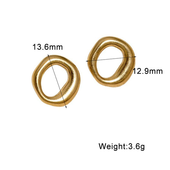 Women's Minimalist Geometric Circular Stainless Steel Hoop Earrings With Electroplated Finish
