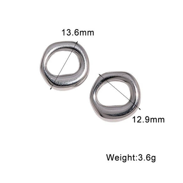 Women's Minimalist Geometric Circular Stainless Steel Hoop Earrings With Electroplated Finish