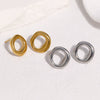 Women's Minimalist Geometric Circular Stainless Steel Hoop Earrings With Electroplated Finish