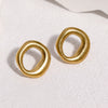 Women's Minimalist Geometric Circular Stainless Steel Hoop Earrings With Electroplated Finish
