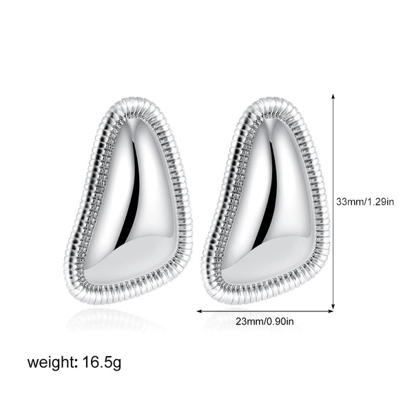 Women's Minimalist Geometric Copper Earrings With Electroplating And Irregular Double Ring Coil Winding Design