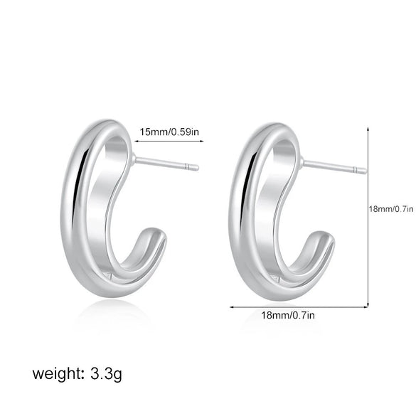 Women's Minimalist Geometric Copper Earrings With Electroplating And Irregular Double Ring Coil Winding Design
