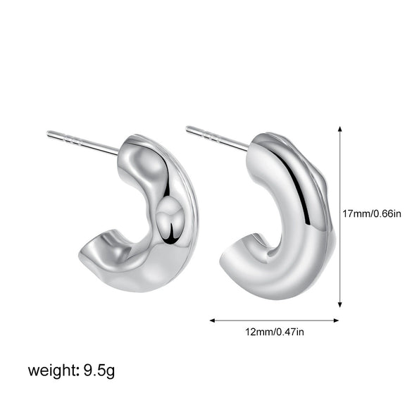 Women's Minimalist Geometric Copper Earrings With Electroplating And Irregular Double Ring Coil Winding Design
