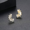 Women's Minimalist Geometric Copper Earrings With Zircon Inlay And Electroplated Finish Fashion Jewelry Gift