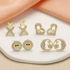 Women's Minimalist Geometric Copper Gold Plated Zircon Star And Smiley Earrings