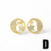 Women's Minimalist Geometric Copper Gold Plated Zircon Star And Smiley Earrings