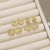Women's Minimalist Geometric Copper Gold Plated Zircon Star And Smiley Earrings