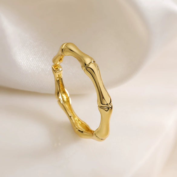 Women's Minimalist Geometric Copper 18K Gold Plated Open Ring Micropaved