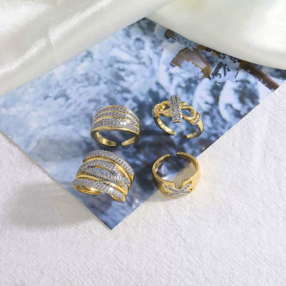 Women's Minimalist Geometric Copper Opening Ring Electroplated With Gold