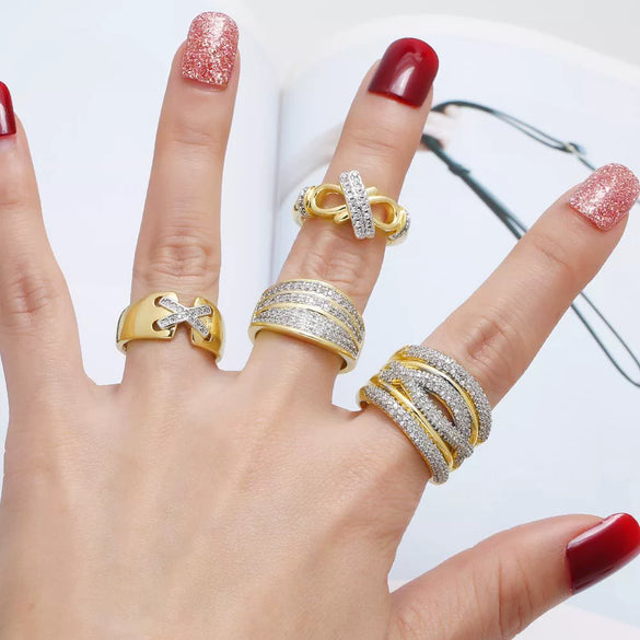Women's Minimalist Geometric Copper Opening Ring Electroplated With Gold