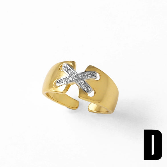 Women's Minimalist Geometric Copper Opening Ring Electroplated With Gold