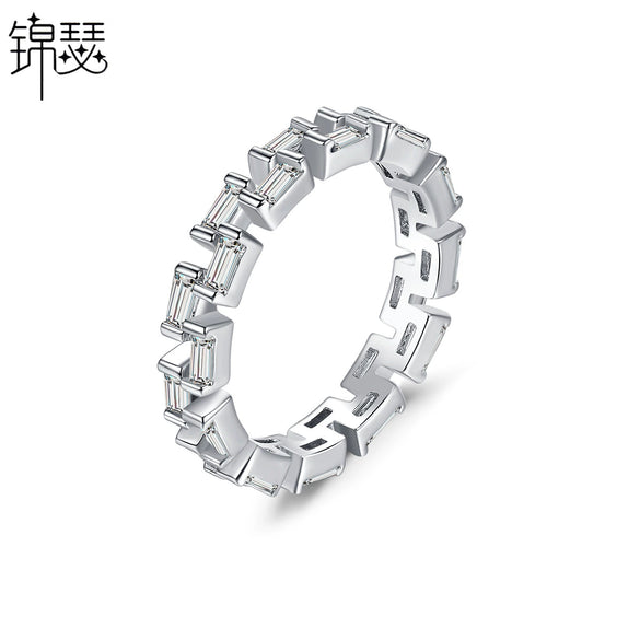Women's Minimalist Geometric Copper Ring With Inlaid Zircon And Electroplated Finish Fashion Jewelry
