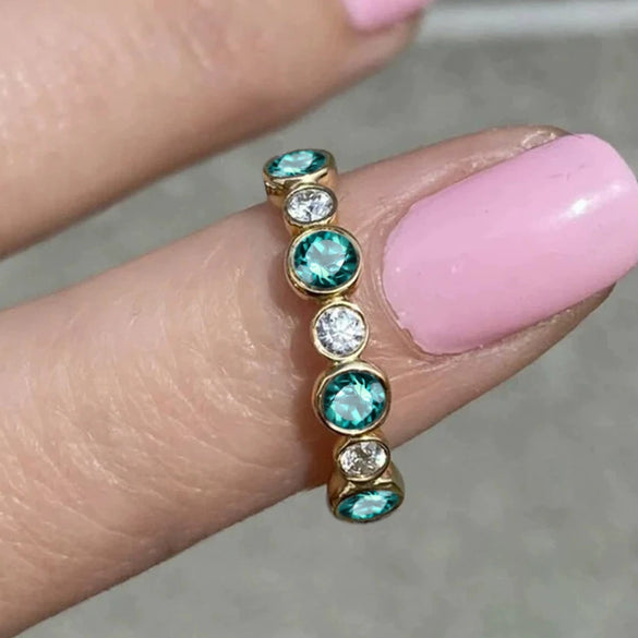 Women's Minimalist Geometric Copper Ring With Zircon