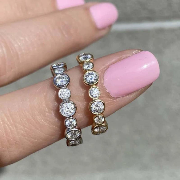 Women's Minimalist Geometric Copper Ring With Zircon
