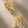 Women's Minimalist Geometric Copper Zircon Earrings With Electroplated Finish High End Fashion Jewelry