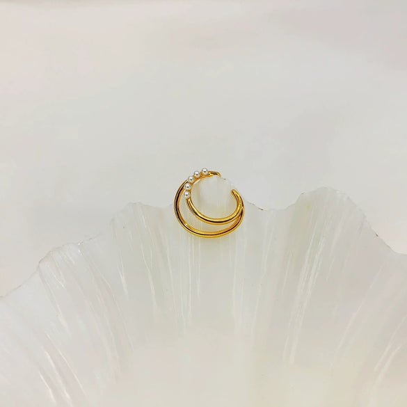 Women's Minimalist Geometric Ear Cuff Earrings Copper Gold Plated With Silver Needle Fashion Electroplated Opening Clip Design