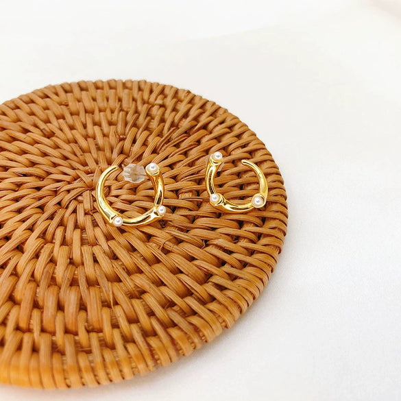 Women's Minimalist Geometric Ear Cuff Earrings Copper Gold Plated With Silver Needle Fashion Electroplated Opening Clip Design