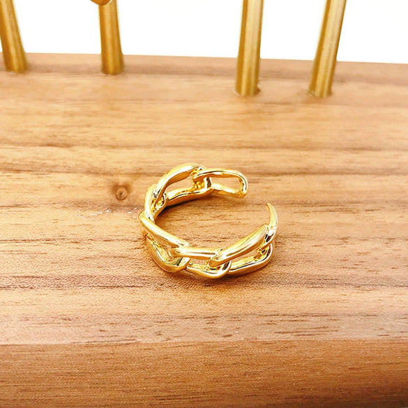 Women's Minimalist Geometric Ear Cuff Earrings Copper Gold Plated With Silver Needle Fashion Electroplated Opening Clip Design