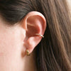 Women's Minimalist Geometric Hoop Ear Cuffs With Silver Needle And Copper Electroplated Striped Retro Metal Design