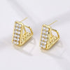 Women's Minimalist Geometric Metal Earrings With Aaa Zircon Claw Setting Electroplated Fashion Jewelry