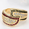 Women's Minimalist Geometric Metal Gem Ring With Olivine Garnet And White Topaz Electroplated Fashion Jewelry