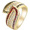 Women's Minimalist Geometric Metal Gem Ring With Olivine Garnet And White Topaz Electroplated Fashion Jewelry