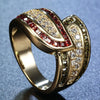 Women's Minimalist Geometric Metal Gem Ring With Olivine Garnet And White Topaz Electroplated Fashion Jewelry