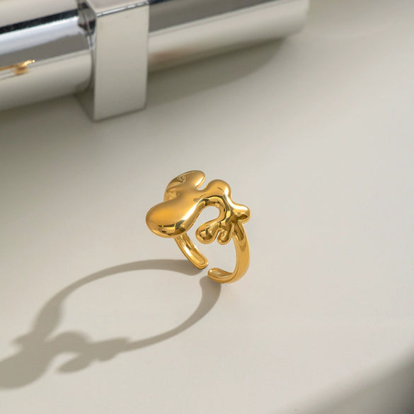 Women's Minimalist Geometric Open Ring Stainless Steel With Pvd Vacuum Gold Plating And Exquisite Unique Jewelry Design